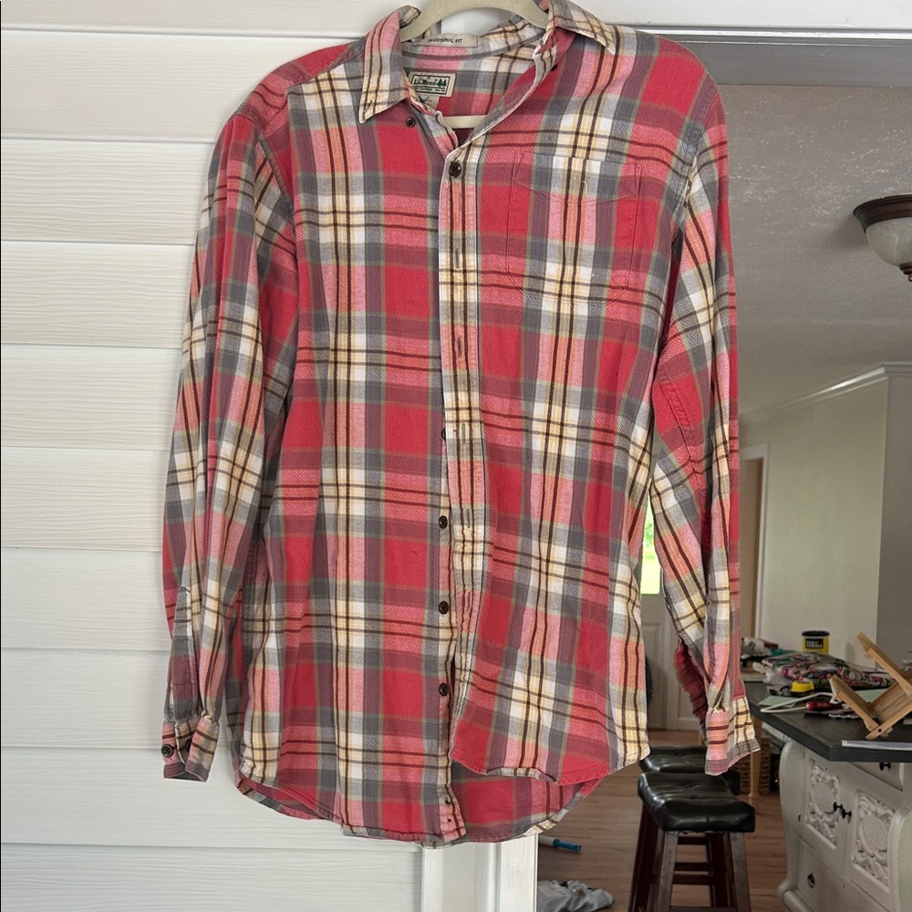 L.L. Bean Red Plaid Button-Down Shirt